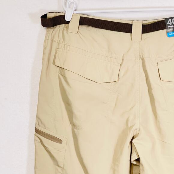 Columbia Cargo Shorts Men's 40 Omni Shade 50 UPF Moisture Wicking Khaki Belted - Picture 8 of 12